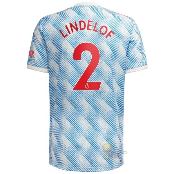 Calcio Maglie NO.2 Lindelof Away Maglia Manchester United 2021 2022 Blu