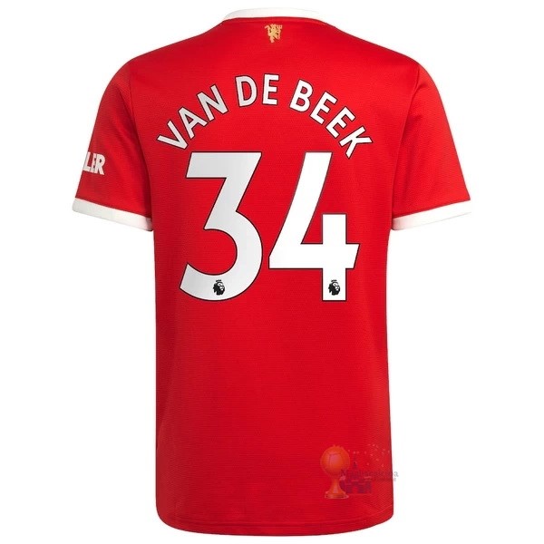 Calcio Maglie NO.34 Van De Beek Home Maglia Manchester United 2021 2022 Rosso