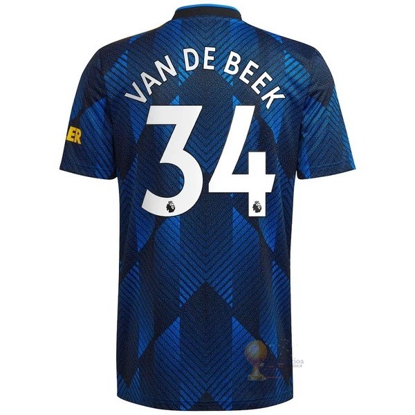 Calcio Maglie NO.34 Van De Beek Terza Maglia Manchester United 2021 2022 Blu