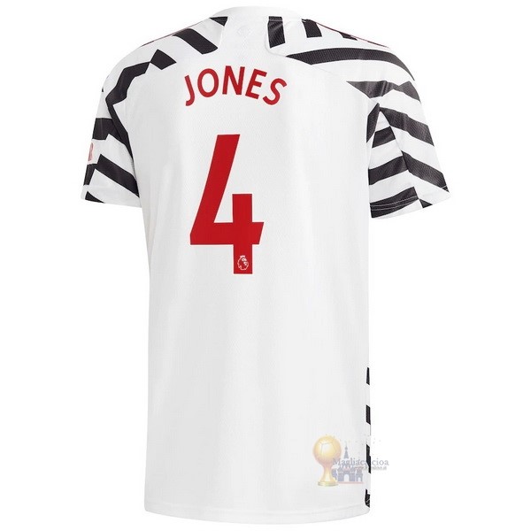 Calcio Maglie NO.4 Jones Terza Maglia Manchester United 2020 2021 Bianco