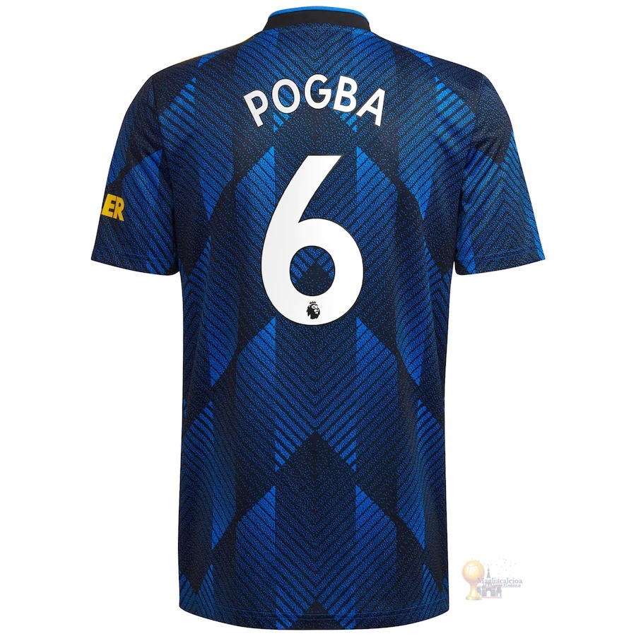 Calcio Maglie NO.6 Pogba Terza Maglia Manchester United 2021 2022 Blu