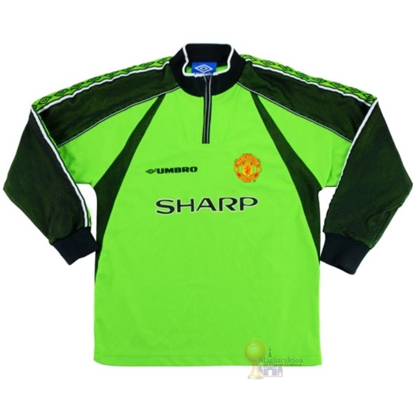 Calcio Maglie Portiere Maglia Manica lunga Manchester United Stile rétro 1998 1999 Verde