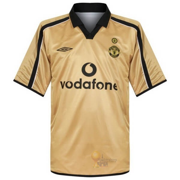 Calcio Maglie Terza Maglia Manchester United Retro 01 02 Giallo