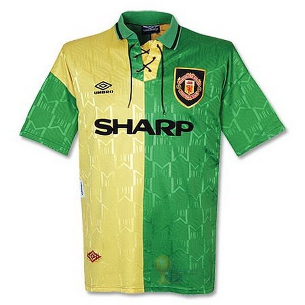 Calcio Maglie Terza Maglia Manchester United Retro 92 93 Verde Giallo