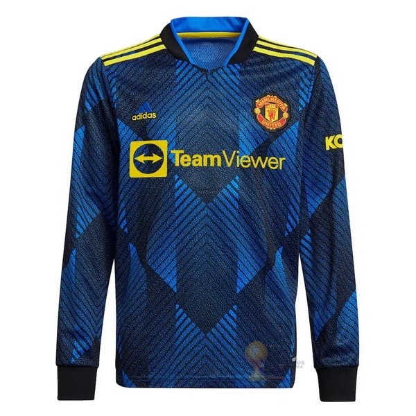 Calcio Maglie Terza Manica lunga Manchester United 2021 2022 Blu