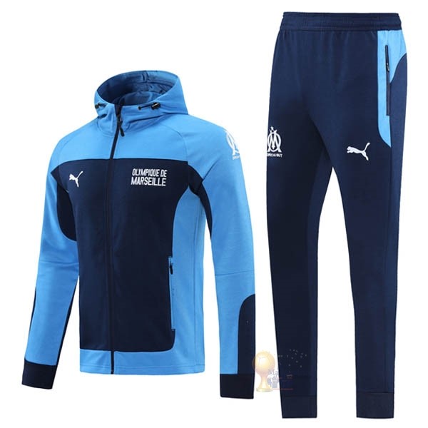 Calcio Maglie Felpa Cappuccio Marseille 2020 2021 Blu