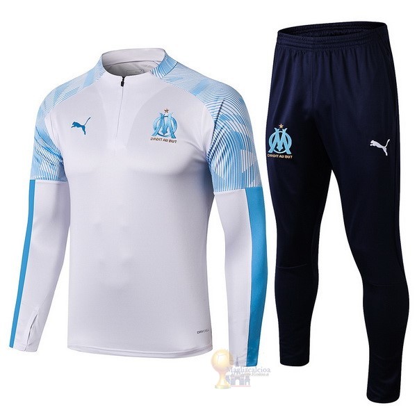 Calcio Maglie Tuta Presentazione Marseille 2019 2020 Blu Luce Bianco