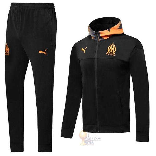 Calcio Maglie Tuta Presentazione Marseille 2019 2020 Nero Arancione Grigio