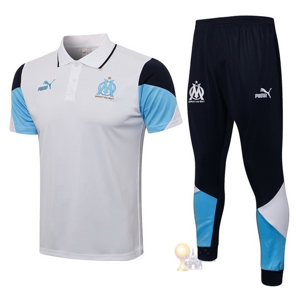 Calcio Maglie Set Completo Polo Marseille 2021 2022 Bianco Blu