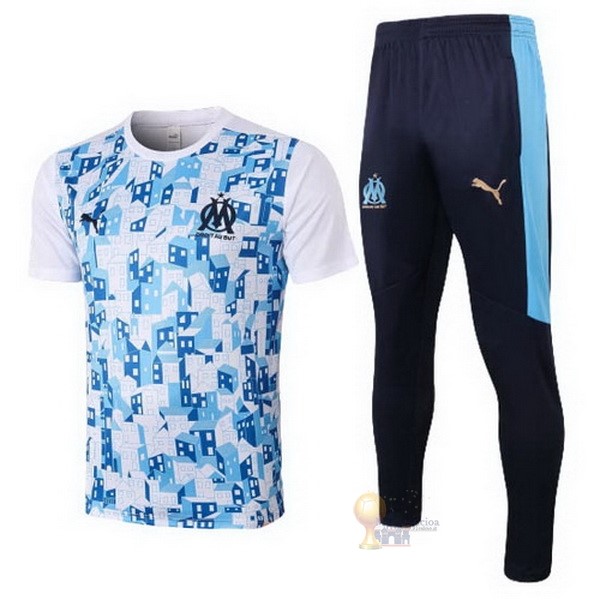 Calcio Maglie Formazione Set Completo Marseille 2020 2021 Blu Bianco