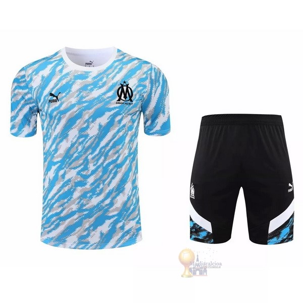 Calcio Maglie Formazione Set Completo Marseille 2021 2022 Blu Luce Nero