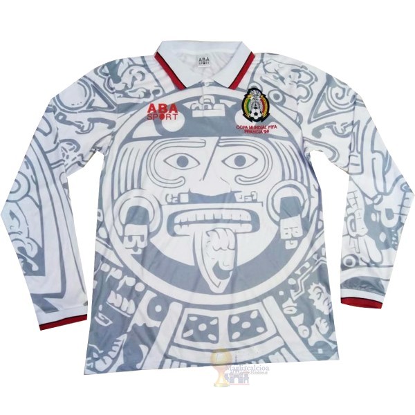 Calcio Maglie Away Manica lunga Mexico Retro 1998 Bianco