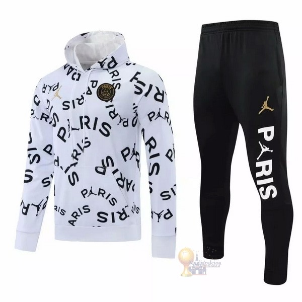 Calcio Maglie Chaqueta Con Capucha Paris Saint Germain 2020 2021 Bianco Nero