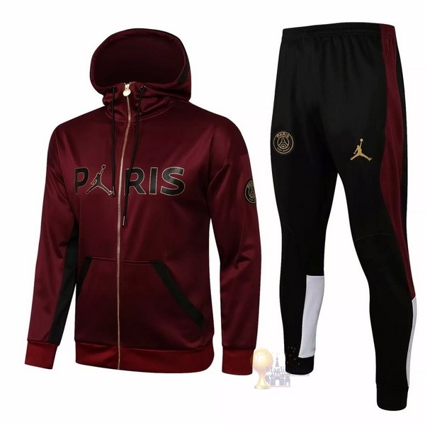 Calcio Maglie Chaqueta Con Capucha Paris Saint Germain 2021 2022 Borgogna Nero