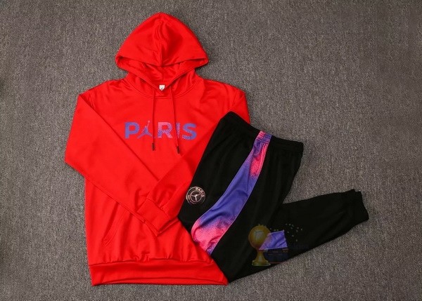 Calcio Maglie Chaqueta Con Capucha Paris Saint Germain 2021 2022 Rosso Nero Purpureo
