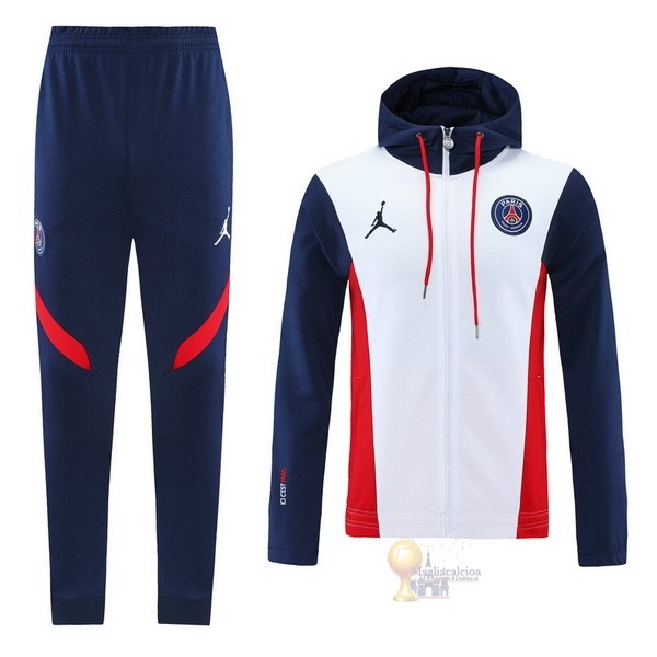 Calcio Maglie Felpa Cappuccio Paris Saint Germain 2021 2022 Bianco Blu Rosso