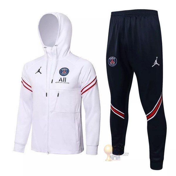 Calcio Maglie Felpa Cappuccio Paris Saint Germain 2021 2022 Bianco Nero Rosso