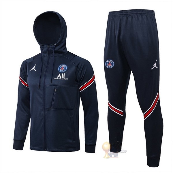 Calcio Maglie Felpa Cappuccio Paris Saint Germain 2021 2022 Blu I Rosso