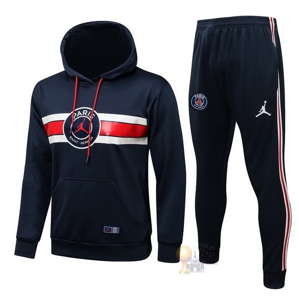 Calcio Maglie Felpa Cappuccio Paris Saint Germain 2021 2022 Blu Navy Rosso
