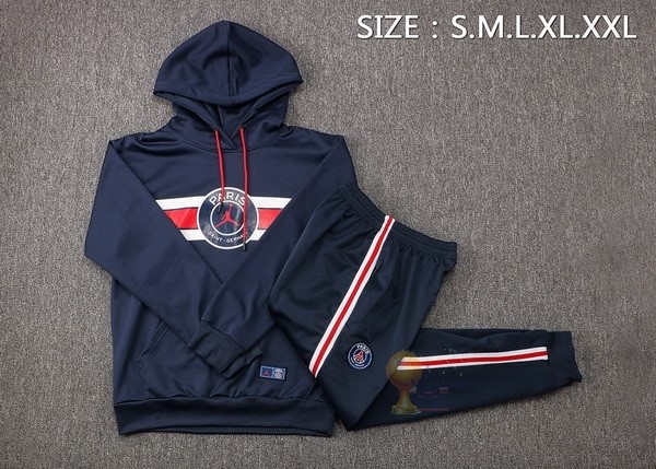 Calcio Maglie Felpa Cappuccio Paris Saint Germain 2021 2022 Blu Navy Rosso
