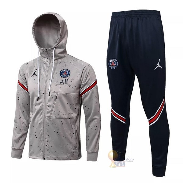 Calcio Maglie Felpa Cappuccio Paris Saint Germain 2021 2022 Grigio Blu