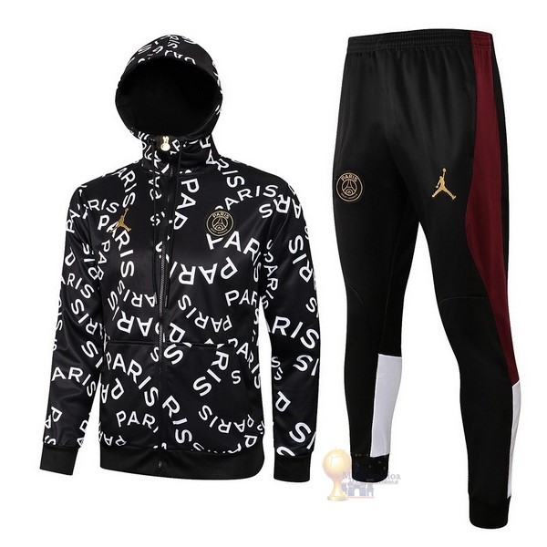 Calcio Maglie Felpa Cappuccio Paris Saint Germain 2021 2022 Nero Bianco