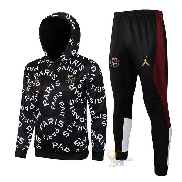 Calcio Maglie Felpa Cappuccio Paris Saint Germain 2021 2022 Nero Bianco Borgogna