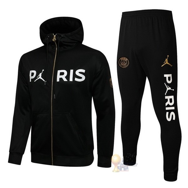 Calcio Maglie Felpa Cappuccio Paris Saint Germain 2021 2022 Nero Bianco Giallo