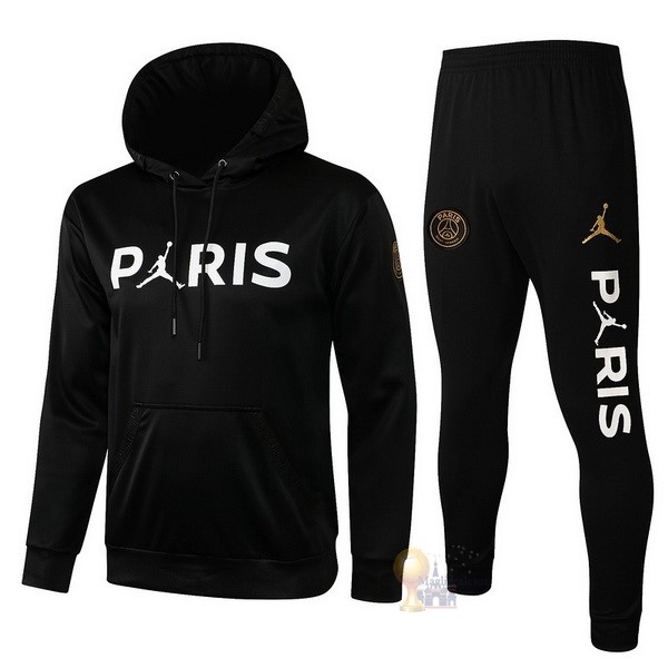 Calcio Maglie Felpa Cappuccio Paris Saint Germain 2021 2022 Nero I Bianco Giallo