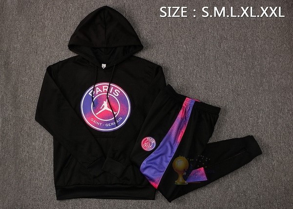 Calcio Maglie Felpa Cappuccio Paris Saint Germain 2021 2022 Nero I Purpureo