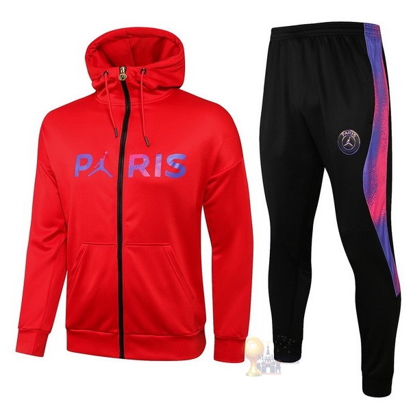 Calcio Maglie Felpa Cappuccio Paris Saint Germain 2021 2022 Rosso I Nero Purpureo