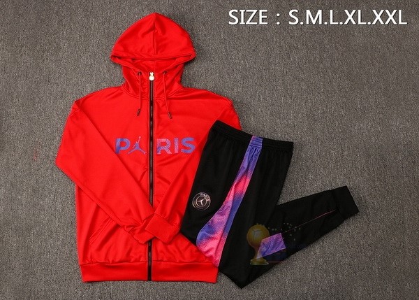Calcio Maglie Felpa Cappuccio Paris Saint Germain 2021 2022 Rosso I Nero Purpureo
