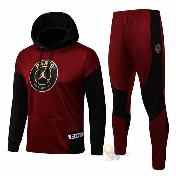 Calcio Maglie Felpa Cappuccio Paris Saint Germain 2021 2022 Rosso Nero