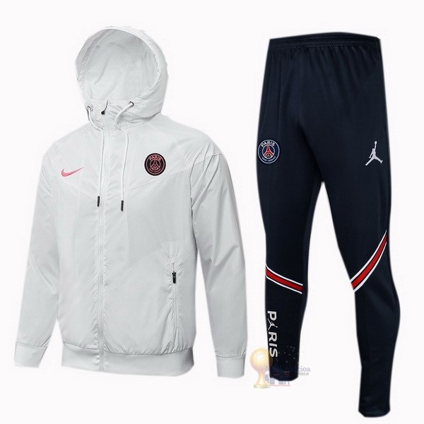 Calcio Maglie Set Completo Giacca a vento Paris Saint Germain 2021 2022 Bianco Nero