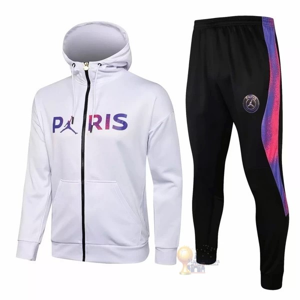 Calcio Maglie Felpa Cappuccio Bambino Paris Saint Germain 2021 2022 Bianco Purpureo Nero