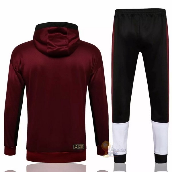 Calcio Maglie Felpa Cappuccio Bambino Paris Saint Germain 2021 2022 Borgogna Nero