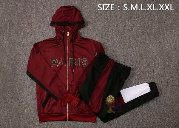 Calcio Maglie Felpa Cappuccio Bambino Paris Saint Germain 2021 2022 Borgogna Nero