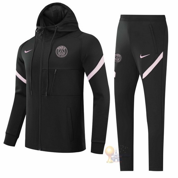 Calcio Maglie Felpa Cappuccio Bambino Paris Saint Germain 2021 2022 Nero Rosa