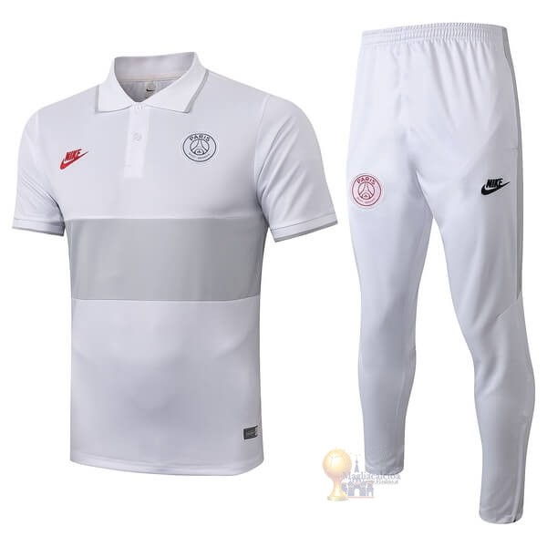 Calcio Maglie Set Completo Polo Paris Saint Germain 2019 2020 Bianco Grigio