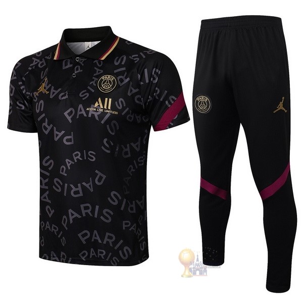 Calcio Maglie Set Completo Polo Paris Saint Germain 2021 2022 Nero Giallo