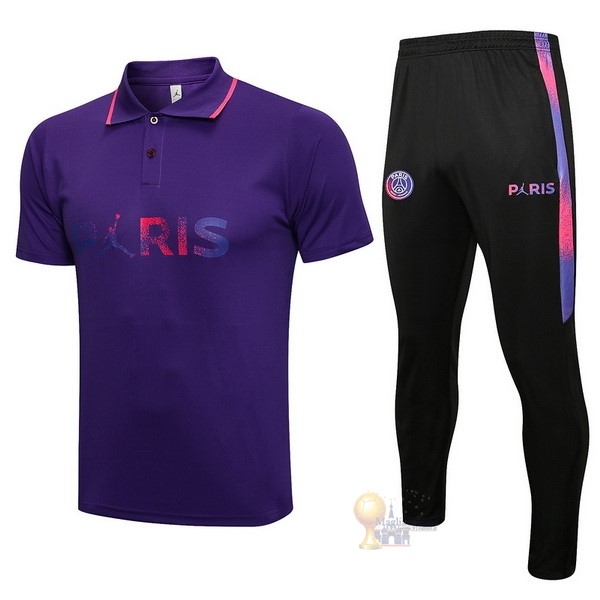 Calcio Maglie Set Completo Polo Paris Saint Germain 2021 2022 Purpureo Nero