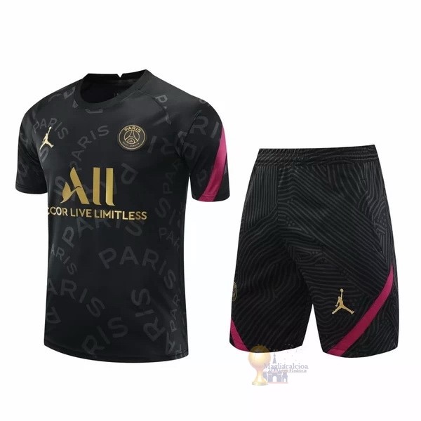 Calcio Maglie Entrenamiento Conjunto Completo Paris Saint Germain 2020 2021 Nero Oro