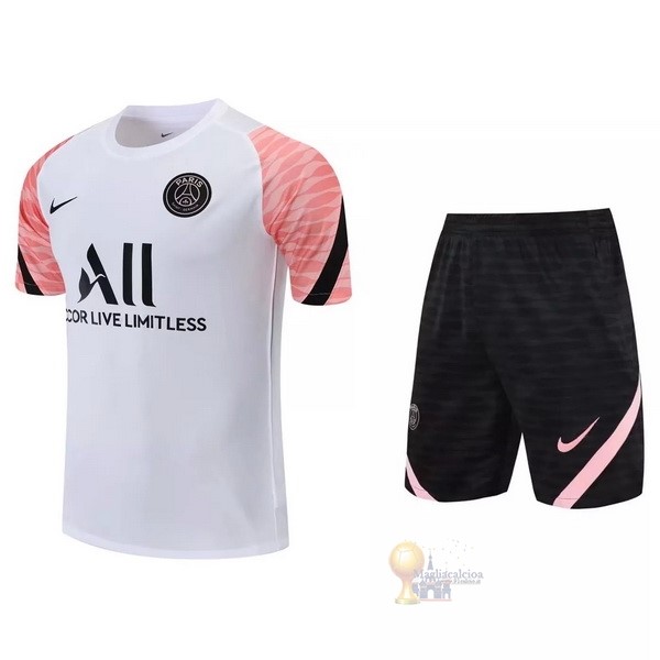 Calcio Maglie Formazione Set Completo Paris Saint Germain 2021 2022 Bianco Rosa Nero