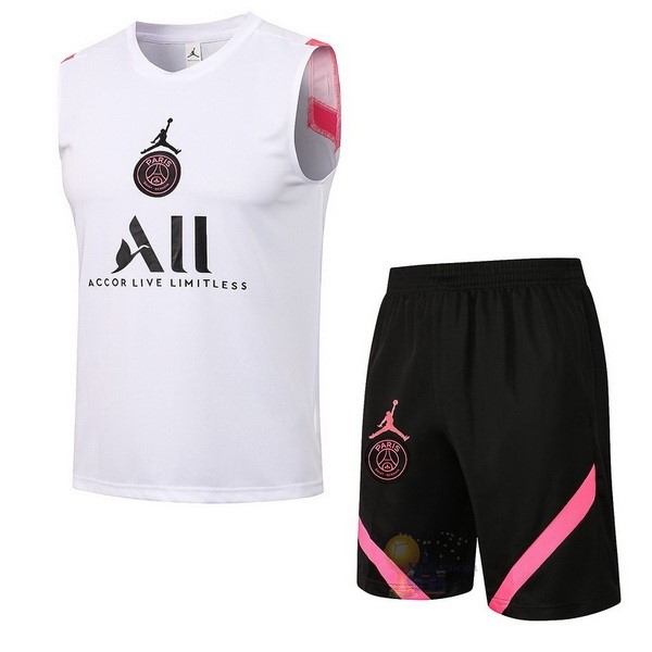 Calcio Maglie Formazione Sin Mangas Set Completo Paris Saint Germain 2021 2022 Bianco Rosa Nero