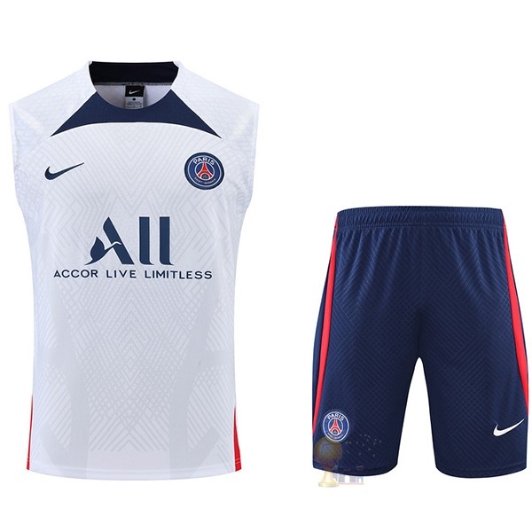 Calcio Maglie Formazione Sin Mangas Set Completo Paris Saint Germain 2022 2023 Bianco Blu