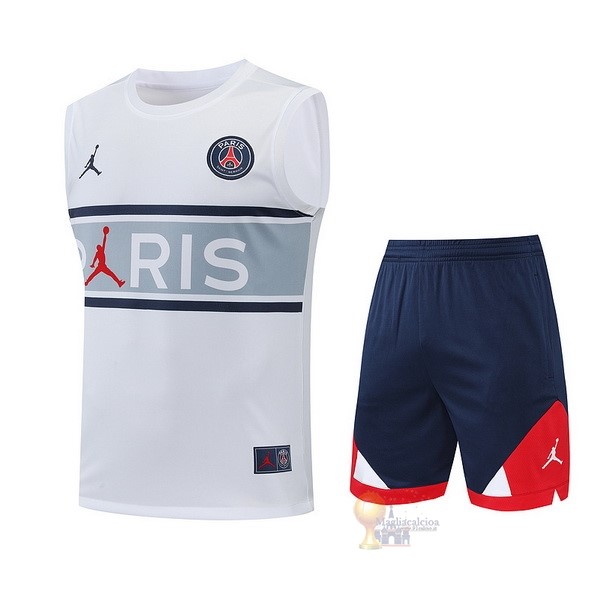 Calcio Maglie Formazione Sin Mangas Set Completo Paris Saint Germain 2022 2023 Bianco Grigio Blu