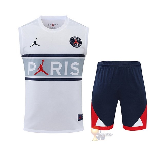 Calcio Maglie Formazione Sin Mangas Set Completo Paris Saint Germain 2022 2023 Bianco Grigio Blu