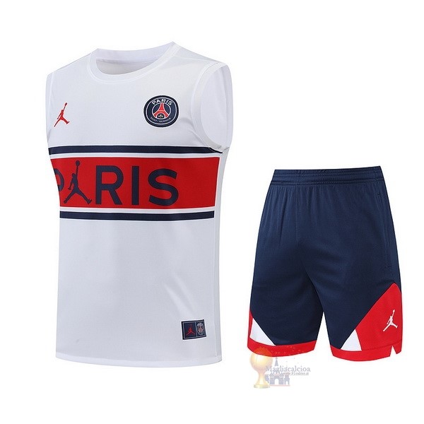 Calcio Maglie Formazione Sin Mangas Set Completo Paris Saint Germain 2022 2023 Bianco I Rosso Blu