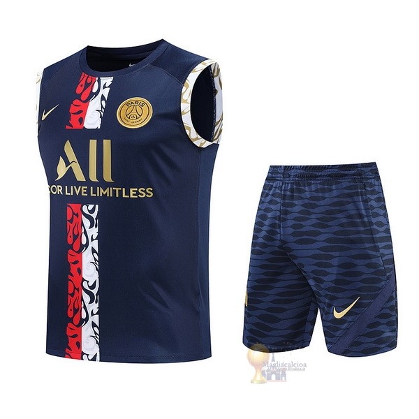 Calcio Maglie Formazione Sin Mangas Set Completo Paris Saint Germain 2022 2023 Blu Rosso Bianco