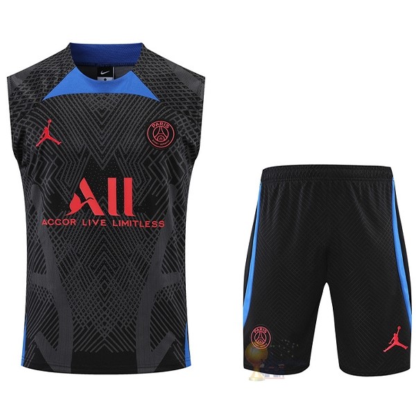 Calcio Maglie Formazione Sin Mangas Set Completo Paris Saint Germain 2022 2023 Nero Blu Rosso